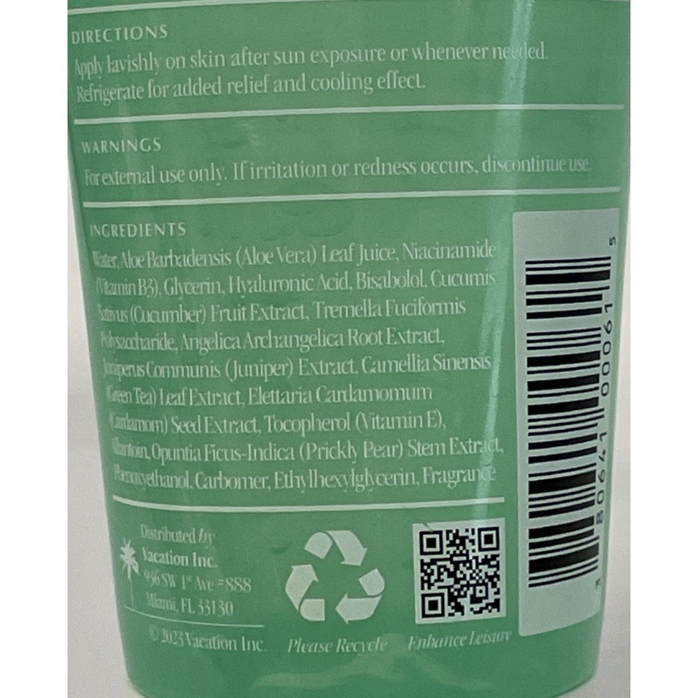 Vacation After Sun Gel Soothing Aloe Vera Gel ~ 6 Fl Oz ~ SEALED - Picture 5 of 5